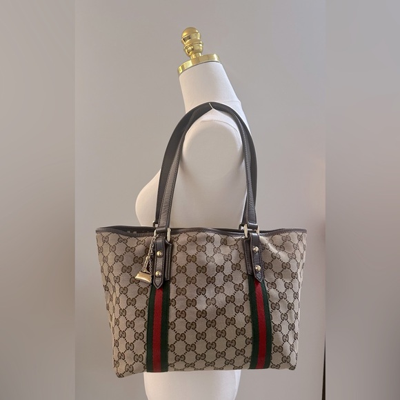 Gucci GG Supreme Web Stripe Tote + Crossbody Strap & Organizer - Picture 1 of 16